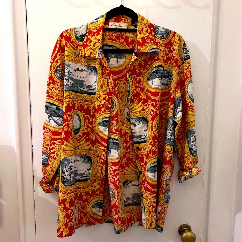 Vintage printed collared shirt